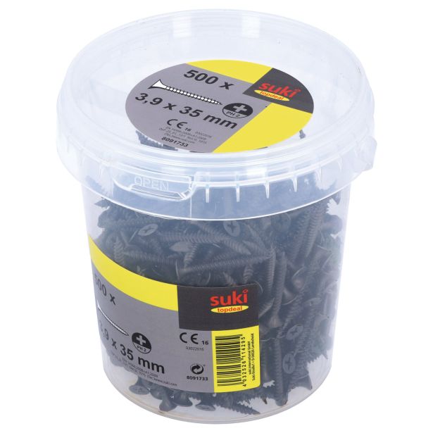 VIJAK ZA MAVČNE PLOŠČE 3.9X35 ČRN PH2 V ZAVITKU JE 500 KOS