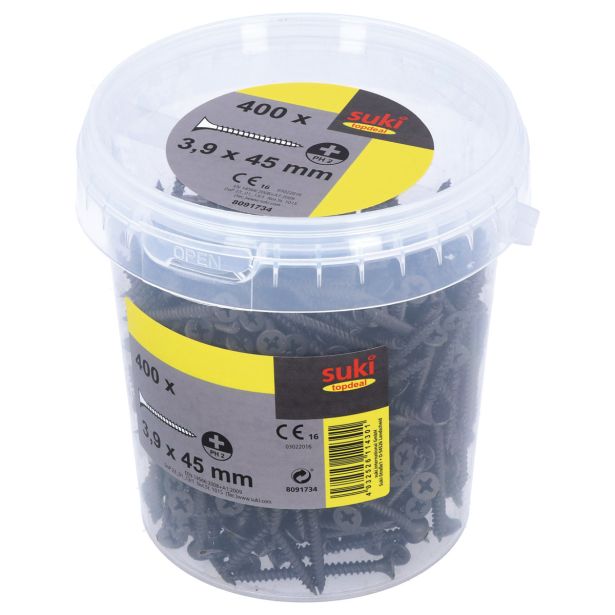 VIJAK ZA MAVČNE PLOŠČE 3.9X45 ČRN PH2 V ZAVITKU JE 400 KOS