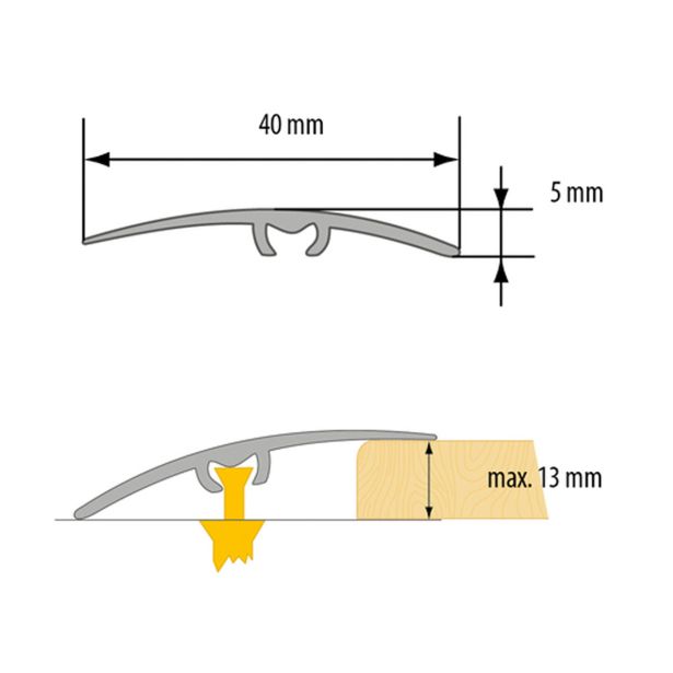 NIVOJSKI ALU PROFIL CEZAR 40MM 0.9M SREBRN