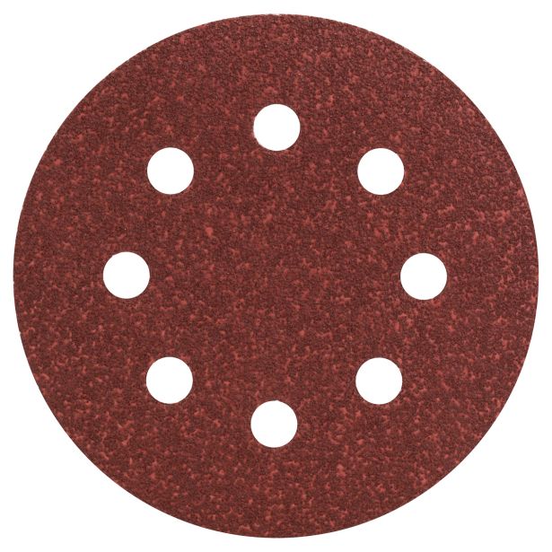 SAMOPRITRILNI BRUSNI DISK BOSCH 5-DELNI SET C430 RDEČ 115MM K60 8 LUKENJ ZA LES