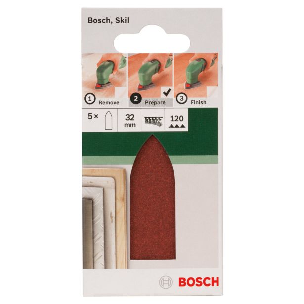 DELTA/VEČNAM BRUSNI LIST BOSCH 5-DELNI SET C430 RDEČ 32 MM K120 BREZ LUKENJ