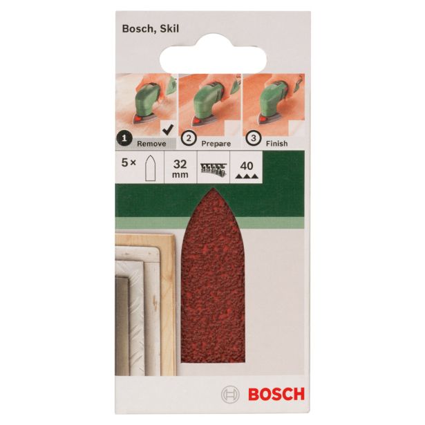 DELTA/VEČNAM BRUSNI LIST BOSCH 5-DELNI SET C430 RDEČ 32 MM K40 BREZ LUKENJ