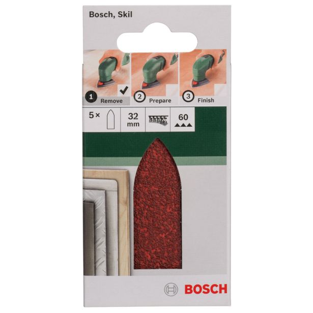 DELTA/VEČNAM BRUSNI LIST BOSCH 5-DELNI SET C430 RDEČ 32 MM K60 BREZ LUKENJ