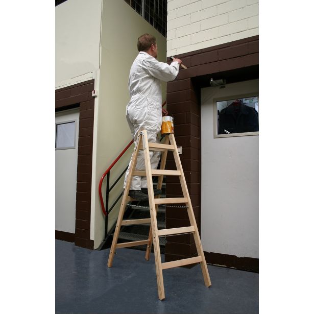 PROSTOSTOJEČA LESTEV KRAUSE STABILO 2X5 STOPNIC LESENA 1.4M