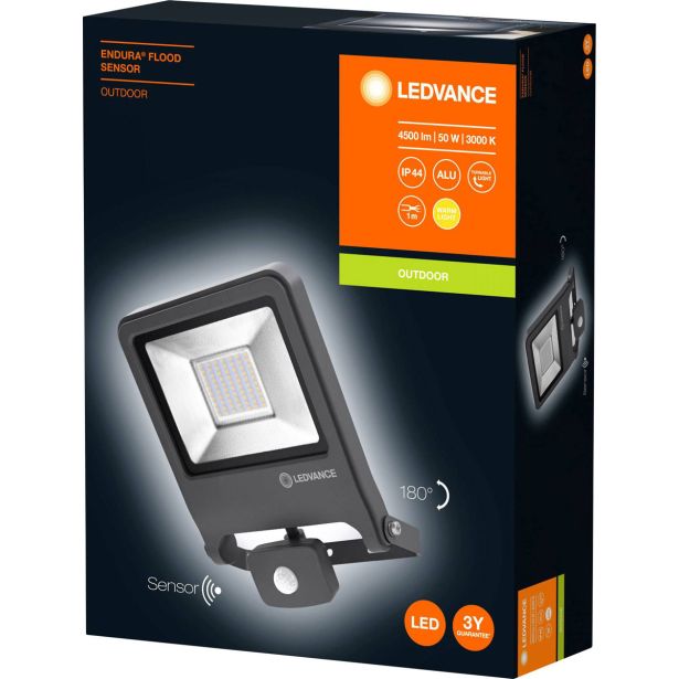 LED ZUNANJI REFLEKTOR LEDVANCE 50W ENDURA FLOOD DG TEMNO SIVI S SENZORJEM