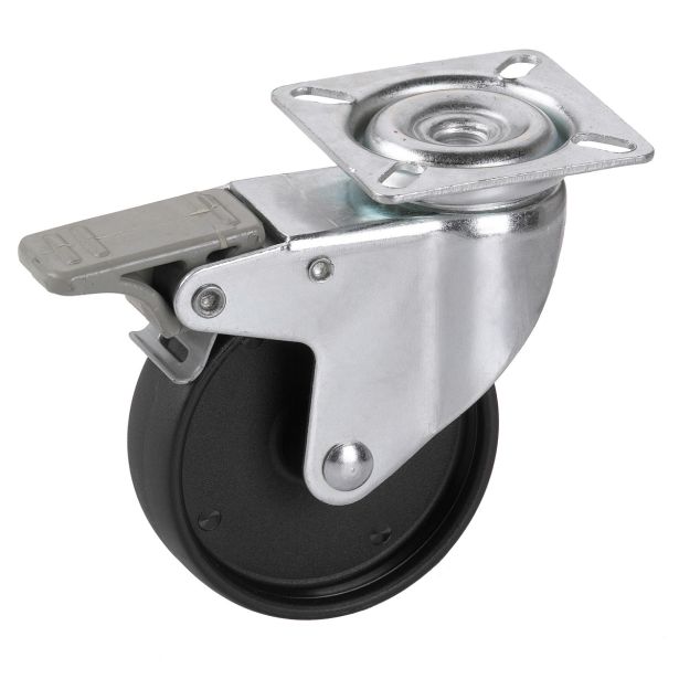 GIBLJIVO KOLO Z ZAVORO DÖRNER + HELMER 50X19MM PLOŠČA 42X42MM PVC KOLO