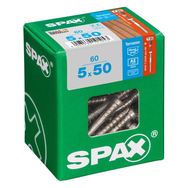 VIJAK ZA TERASO SPAX 5X50 A2 V ZAVITKU 60 KOS