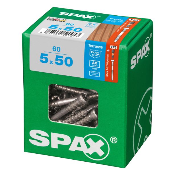 VIJAK ZA TERASO SPAX 5X50 A2 V ZAVITKU 60 KOS