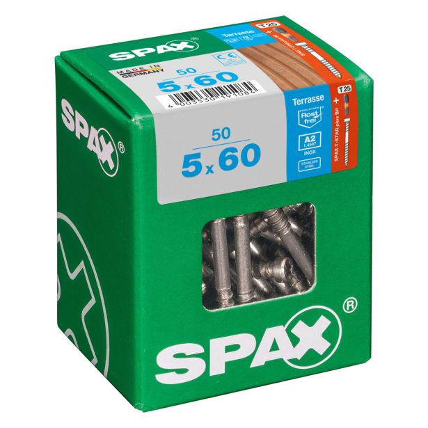 VIJAK ZA TERASO SPAX 5X60 A2 V ZAVITKU 50 KOS
