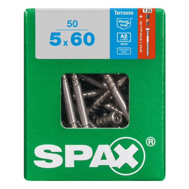 VIJAK ZA TERASO SPAX 5X60 A2 V ZAVITKU 50 KOS
