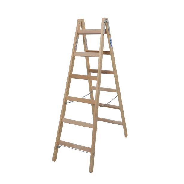 PROSTOSTOJEČA LESTEV KRAUSE STABILO 2X6 STOPNIC LESENA 1.65M