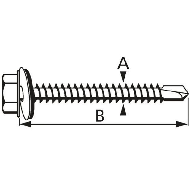 SAMOVREZNI VIJAK DIN 7504K S PODLOŽKO 6.3X22 A2F ŠESTROBA GLAVA V ZAVITKU JE 20 KOS