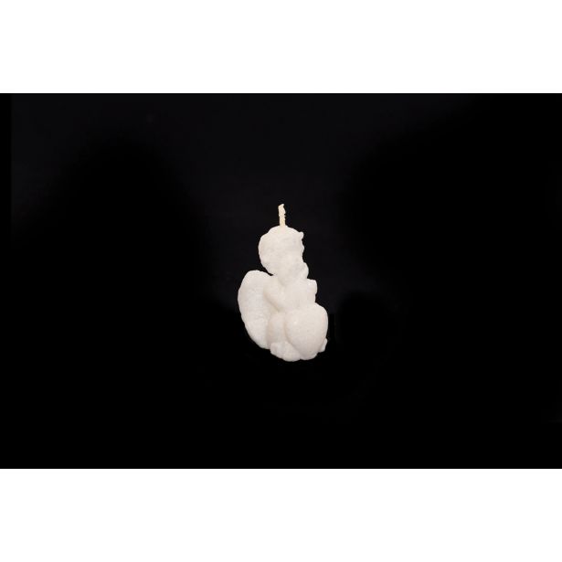 SVEČA 6X4 CM ANGEL SRCE Z BLEŠČICAMI