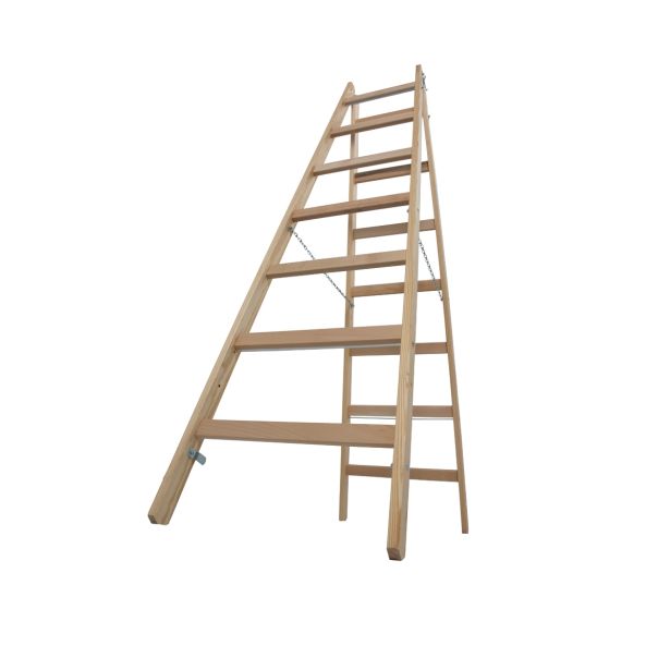 PROSTOSTOJEČA LESTEV KRAUSE STABILO 2X7 STOPNIC LESENA 1.9M