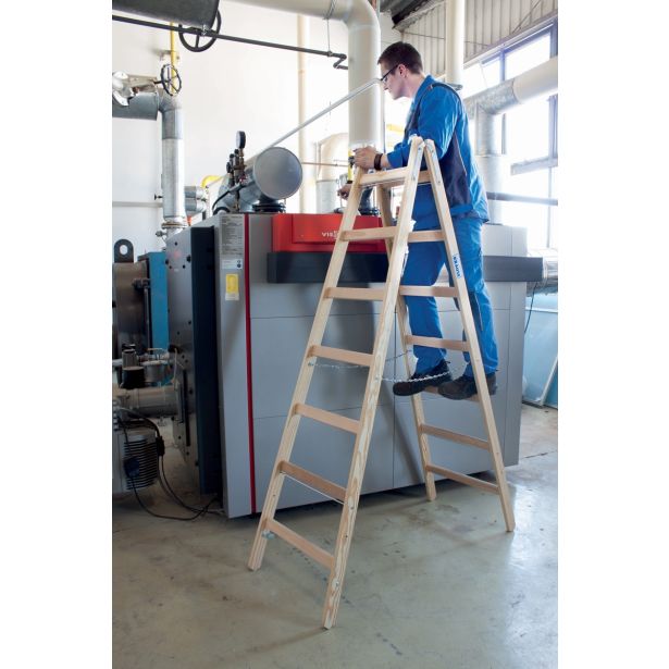 PROSTOSTOJEČA LESTEV KRAUSE STABILO 2X7 STOPNIC LESENA 1.9M