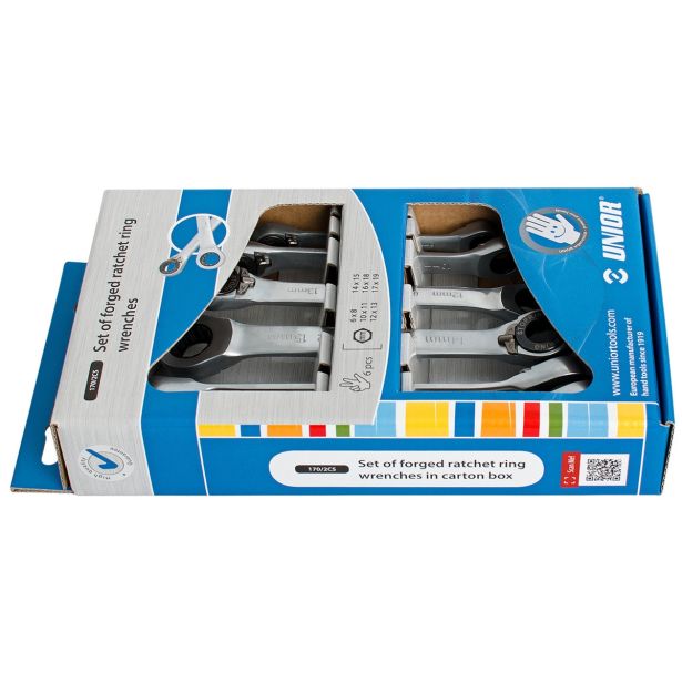 GARNITURA OBROČNIH KLJUČEV Z RAGLJO UNIOR V KARTONU 6 - 19 MM/6-DELNA ART. 170/2CS (623711)