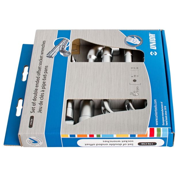 GARNITURA DVOSTRANSKIH UPOGNJENIH NASADNIH KLJUČEV UNIOR V KARTONU 8 - 19 MM/6-DELNA ART. 176CS6 (620581)