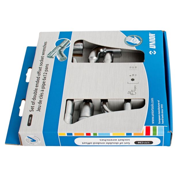 GARNITURA DVOSTRANSKIH UPOGNJENIH NASADNIH KLJUČEV UNIOR V KARTONU 8 - 19 MM/6-DELNA ART. 177CS6 (620583)