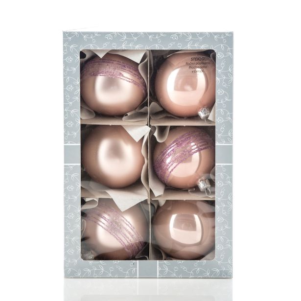 STEKLENA BUNKA GLOSSTYLE 80 MM 6/1 ROZA 3 Z IN 3 BREZ DEKORJA