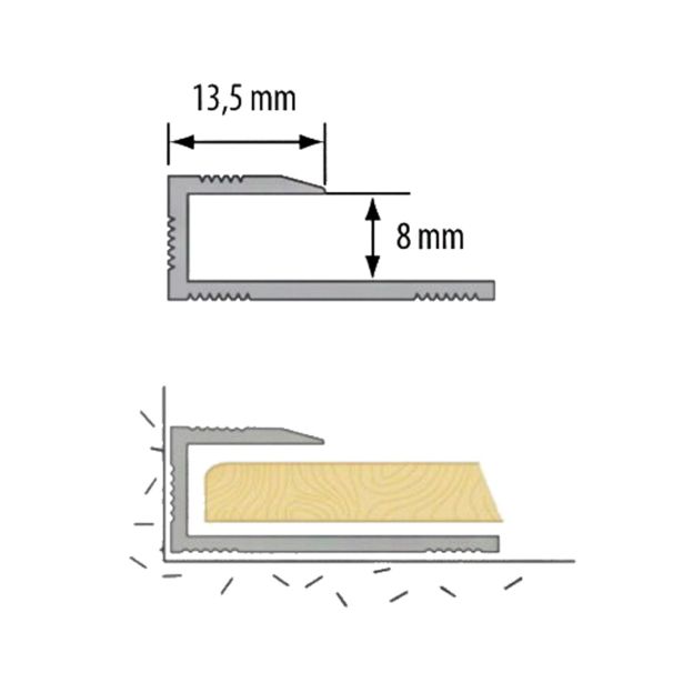 ZAKLJUČNI ALU PROFIL CEZAR 8MM 0.9M SREBRN PANEL L