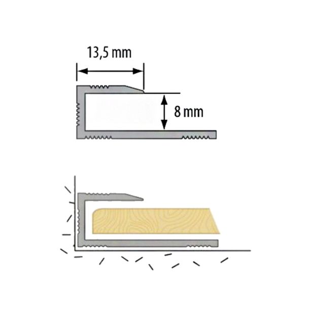 ZAKLJUČNI ALU PROFIL CEZAR 8MM 0.9M ZLAT PANEL L
