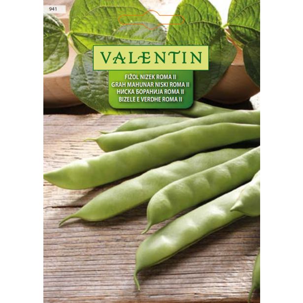 STROČNICA VALENTIN 941 FIŽOL NIZEK ZELEN PLOŠČAT