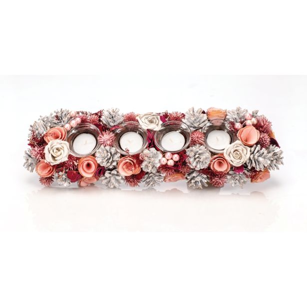 DEKORACIJA GLOSSTYLE ADVENTNA 44 CM ROZA S KOZARČKI