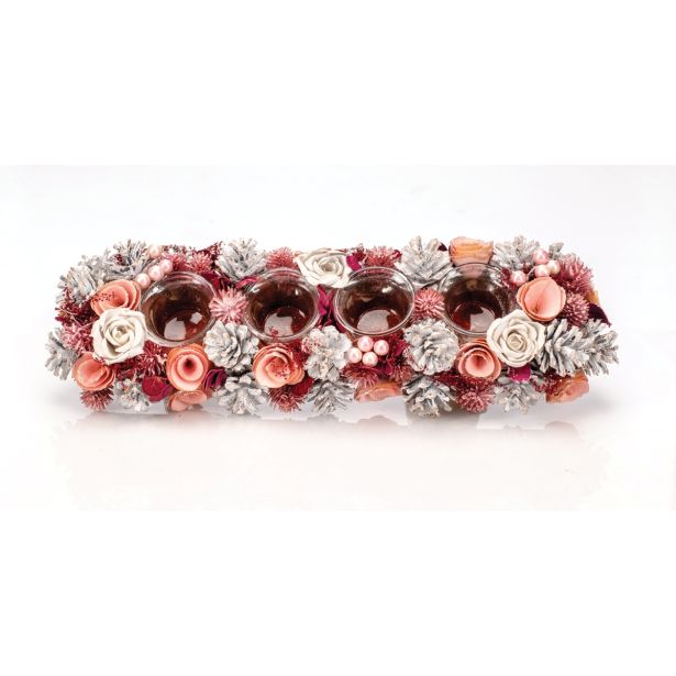 DEKORACIJA GLOSSTYLE ADVENTNA 44 CM ROZA S KOZARČKI