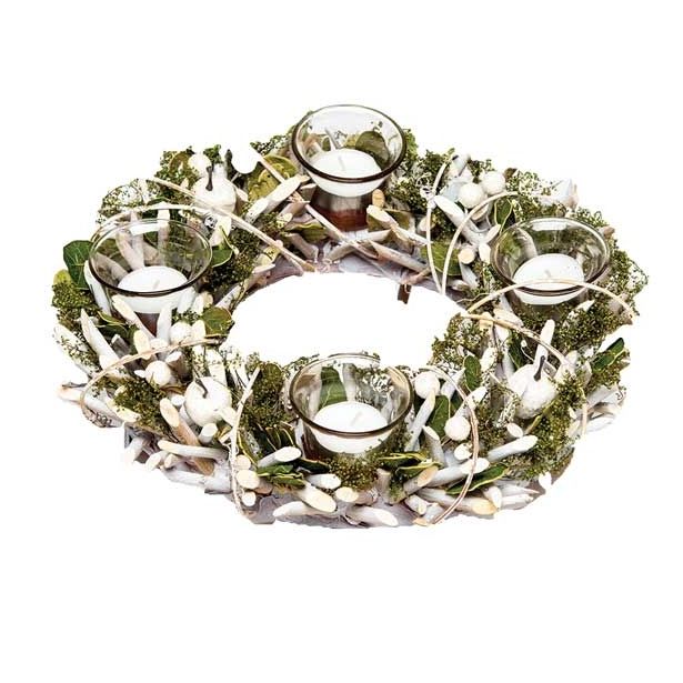 VENČEK GLOSSTYLE ADVENTNI BELI NARAVNI 32X32X8 CM 4 K.