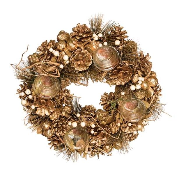 VENČEK GLOSSTYLE ADVENTNI ZLATI NARAVNI 34X34X8.5 CM 4 K