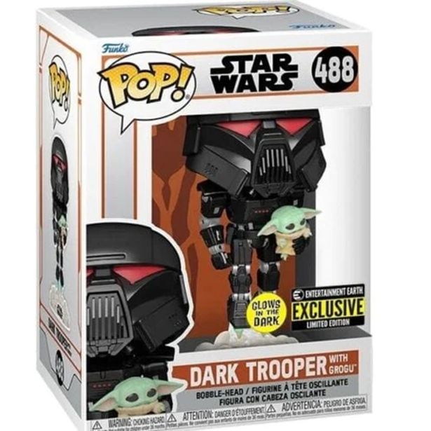 AKCIJSKA FIGURA FUNKO POP SW THE MANDALORIAN DARK TROOPER WITH GROGU