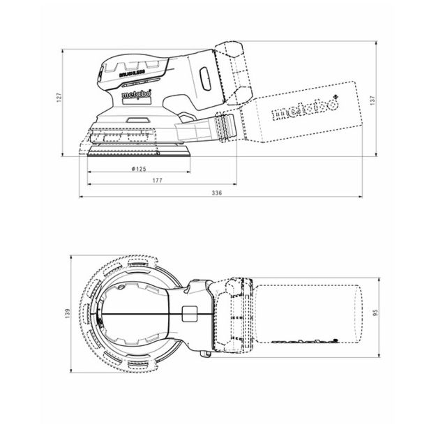 AKU. ROTACIJSKI BRUSILNIK METABO POWERMAXX SXA 12-125 BL