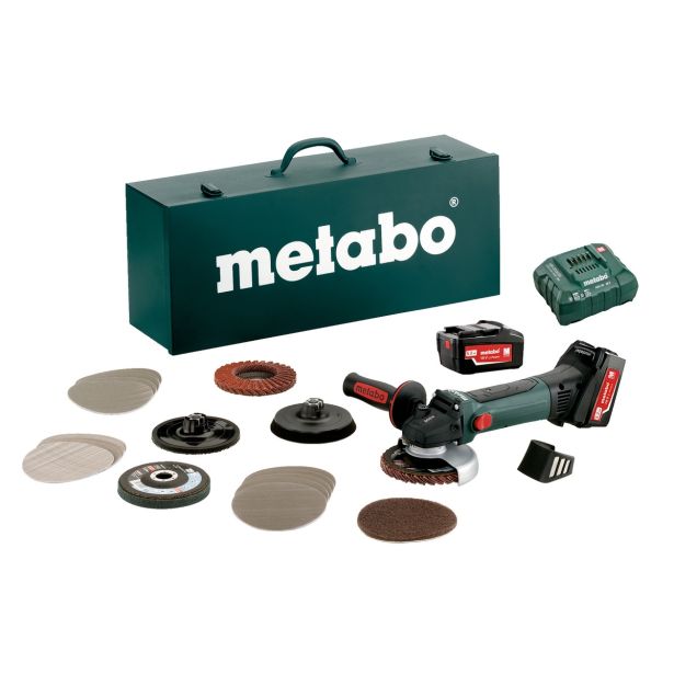 BATERIJSKI KOTNI BRUSILNIK METABO W 18 LTX 125 QUICK INOX SET