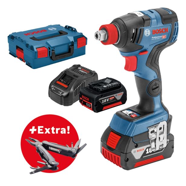 AKUMULATORSKI UDARNI VIJAČNIK BOSCH GDX 18V-200 C + VEČNAMENSKO ORODJE 'SWISS PEAK'