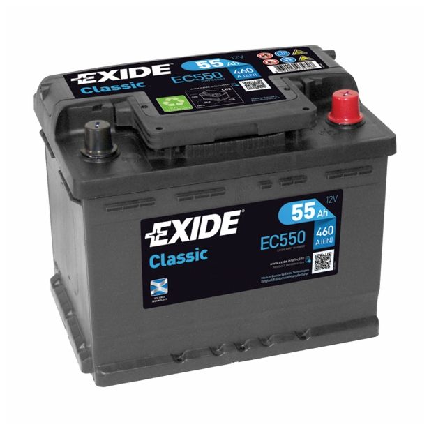 AKUMULATOR ZA AVTO EXIDE CLASSIC EC550 AH55 D+ 460A 242X175X190