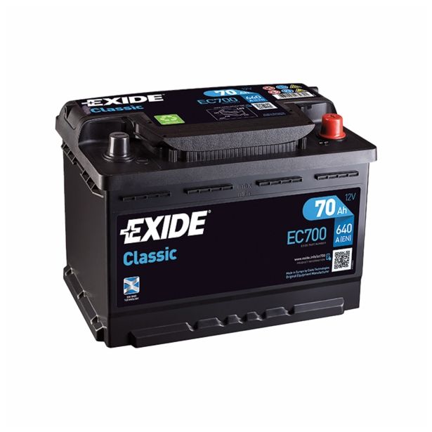 AKUMULATOR ZA AVTO EXIDE CLASSIC EC700 AH70 D+ 640A 278X175X190