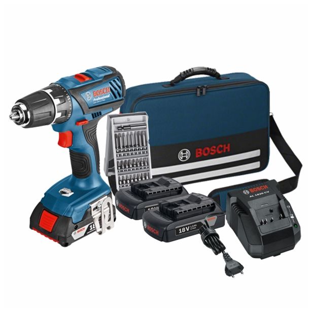 AKUMULATORSKI VRTALNIK BOSCH GSR 18-2-LI PLUS V TORBI 3X1.5 AH LI-ION+AL1820CV