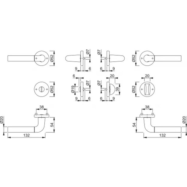 ALU KLJUKA ZA VRATA HOPPE BREMEN Z ROZETO WC F49-F9-2
