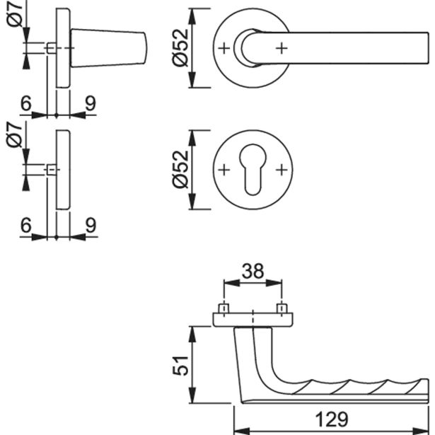 ALU KLJUKA ZA VRATA HOPPE HAMBURG Z ROZETO F1 CILINDER