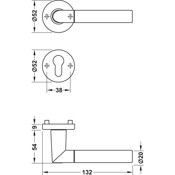 ALU KLJUKA ZA VRATA HOPPE LECCE Z ROZETO KLJUČ F49-F9-2