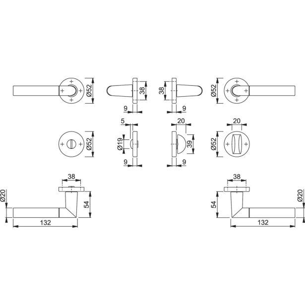 ALU KLJUKA ZA VRATA HOPPE LECCE Z ROZETO WC F49-F9-2