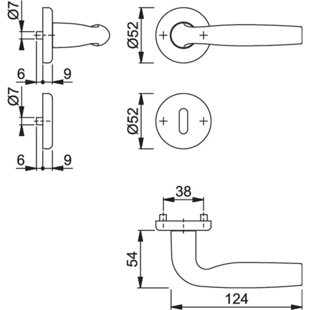 ALU KLJUKA ZA VRATA HOPPE MILOS Z ROZETO CILINDER F94-1
