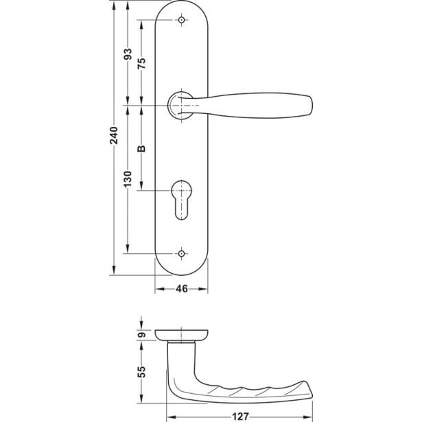ALU KLJUKA ZA VRATA HOPPE NEW YORK S ŠČITOM KLJUČ F-1 8/9
