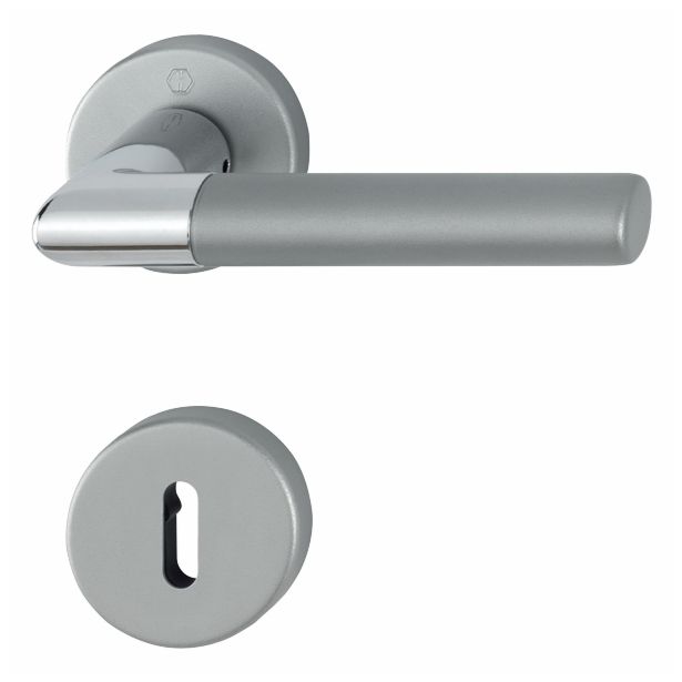 ALU KLJUKA ZA VRATA HOPPE LECCE Z ROZETO KLJUČ F49-F9-2