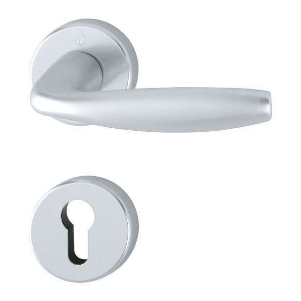 ALU KLJUKA ZA VRATA HOPPE NEW YORK Z ROZETO CILIND. F-1 8/9