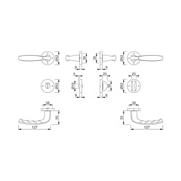 ALU KLJUKA ZA VRATA NEW YORK Z ROZETO WC F-4