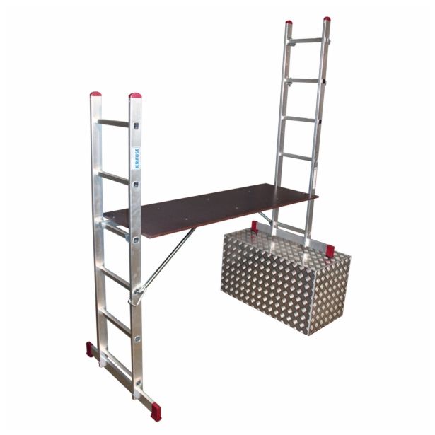ALU VEČNAMENSKI ODER KRAUSE 2X6 STOPNIC 1.65 M/2.75 M DELOVNA VIŠINA 1 M