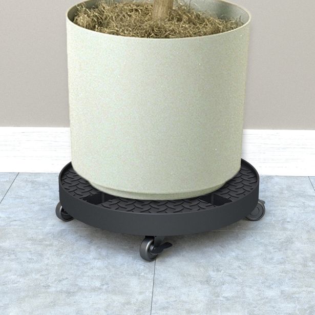 PODSTAVEK ZA LONČNICO ANTRACIT 35.5 CM JEKLENI KOLEŠČKI Z ZAKLEPOM