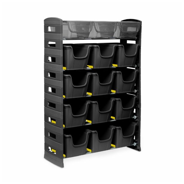 ARHIVSKI REGAL PVC, 80X32X115 CM ČRN S 15 ZABOJI