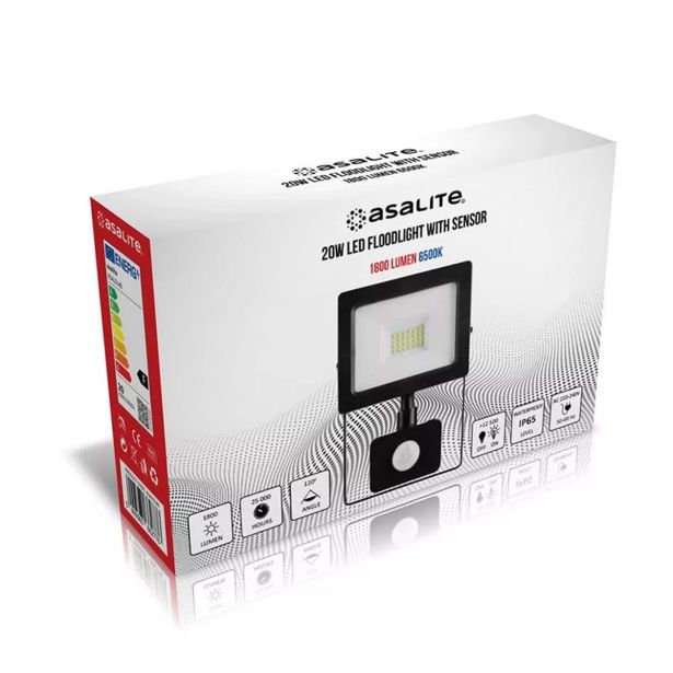 ASALITE LED REFLEKTOR 20W 6500K, 1600LM + SENZOR